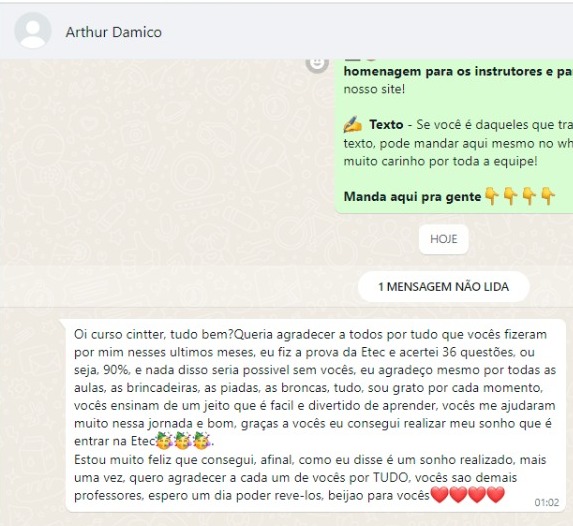 Aluno Arthur Damico_Turma Verde Presencial